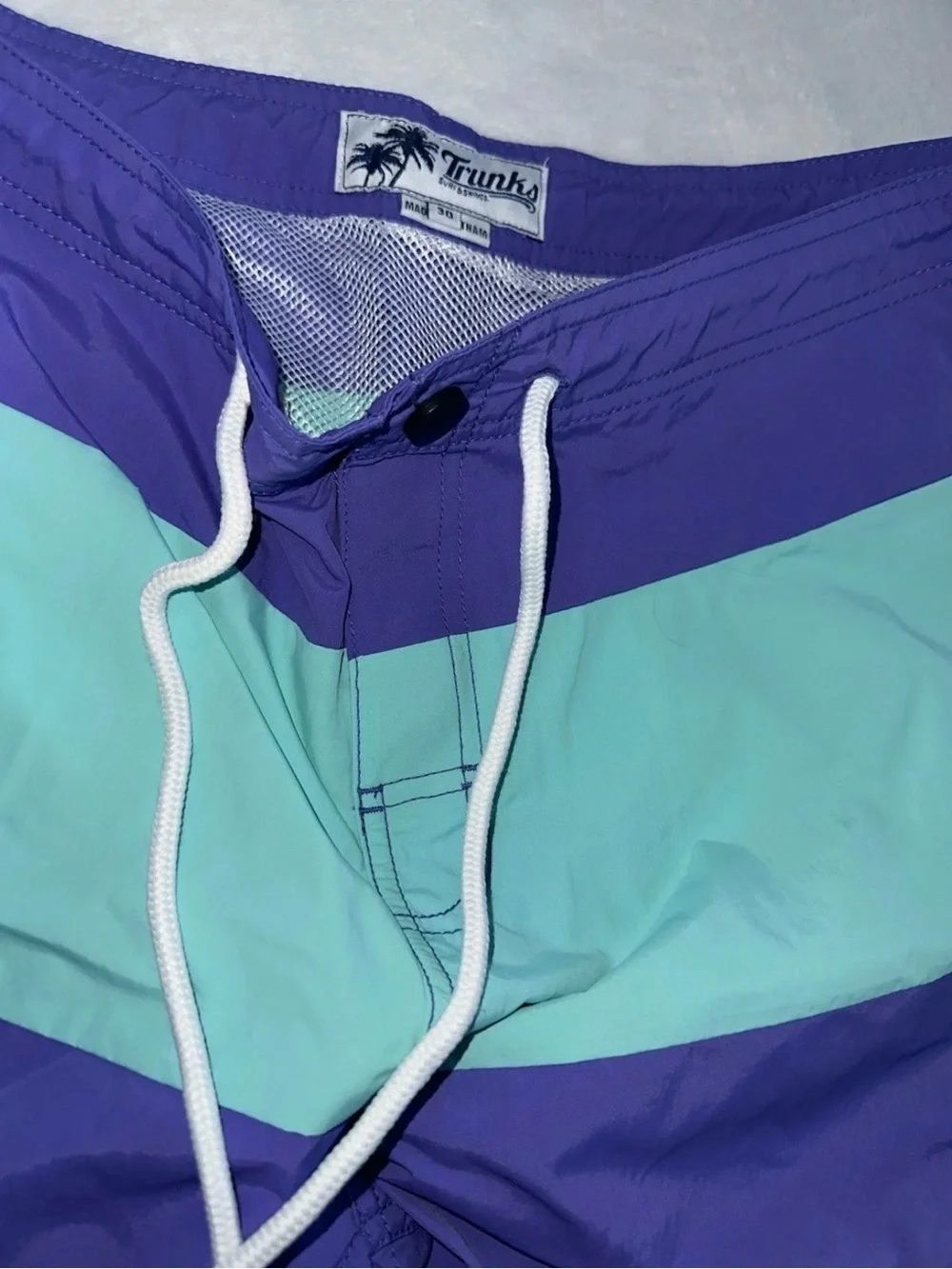 Mens Lot of 2 Swim Trunks Turquoise Color Block Purple Size Small S 30